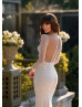 Ivory Beaded Lace Tulle Sheer Back Sexy Wedding Dress Ivory Beaded Lace Tulle Sheer Back Sexy Wedding Dress